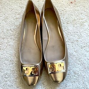 Tory Burch Metallic Gold Gigi Pumps 8.5